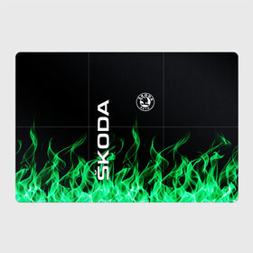 Магнитный плакат 3Х2 с принтом SKODA в Екатеринбурге, Полимерный материал с магнитным слоем | 6 деталей размером 9*9 см | auto | fire | green | logo | skoda | vag | авто | ваг | водителям | зеленый | логотип | машины | огонь | шкода