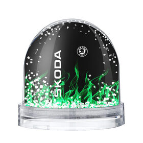 Снежный шар с принтом SKODA в Екатеринбурге, Пластик | Изображение внутри шара печатается на глянцевой фотобумаге с двух сторон | auto | fire | green | logo | skoda | vag | авто | ваг | водителям | зеленый | логотип | машины | огонь | шкода