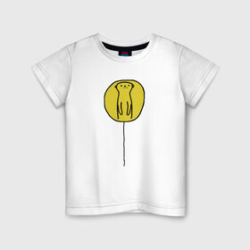 Детская футболка хлопок с принтом СУСЛИК в Екатеринбурге, 100% хлопок | круглый вырез горловины, полуприлегающий силуэт, длина до линии бедер | Тематика изображения на принте: воздушный шарик | воздушный шарик с зверьком. | жёлтое пятно | солнце встаёт | сурок | суслик