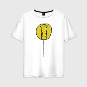 Женская футболка хлопок Oversize с принтом СУСЛИК в Екатеринбурге, 100% хлопок | свободный крой, круглый ворот, спущенный рукав, длина до линии бедер
 | воздушный шарик | воздушный шарик с зверьком. | жёлтое пятно | солнце встаёт | сурок | суслик