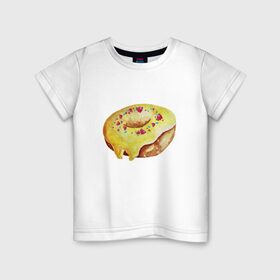Детская футболка хлопок с принтом Пончитос в Екатеринбурге, 100% хлопок | круглый вырез горловины, полуприлегающий силуэт, длина до линии бедер | глазурь | пончик | посыпка | сладости