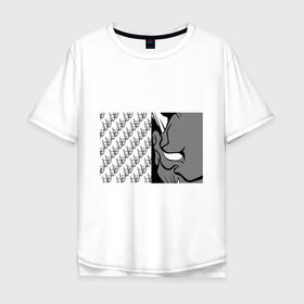 Мужская футболка хлопок Oversize с принтом DEMON BLACK/WHITE в Екатеринбурге, 100% хлопок | свободный крой, круглый ворот, “спинка” длиннее передней части | fashion | fire | game | hip hop | rap | street style | top | игра | мода | огонь | рэп | топ | уличный стиль | хип хоп