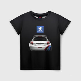 Детская футболка 3D с принтом Peugeot sport в Екатеринбурге, 100% гипоаллергенный полиэфир | прямой крой, круглый вырез горловины, длина до линии бедер, чуть спущенное плечо, ткань немного тянется | Тематика изображения на принте: auto | emotion | motion | peugeot | sport | авто | лого | логотип | пежо | пижо | спорт