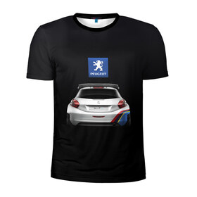 Мужская футболка 3D спортивная с принтом Peugeot sport в Екатеринбурге, 100% полиэстер с улучшенными характеристиками | приталенный силуэт, круглая горловина, широкие плечи, сужается к линии бедра | Тематика изображения на принте: auto | emotion | motion | peugeot | sport | авто | лого | логотип | пежо | пижо | спорт