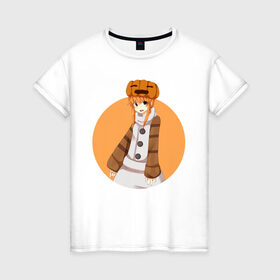 Женская футболка хлопок с принтом Девушка снеговик из Minecraft в Екатеринбурге, 100% хлопок | прямой крой, круглый вырез горловины, длина до линии бедер, слегка спущенное плечо | girl | snowman | аниме | девочка | майнкрафт | снеговик