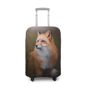 Чехол для чемодана 3D с принтом Лиса-охотница в Екатеринбурге, 86% полиэфир, 14% спандекс | двустороннее нанесение принта, прорези для ручек и колес | fox | foxy | животное | звери | лиса | лисенок | лисичка | милая | рыжая | фокс