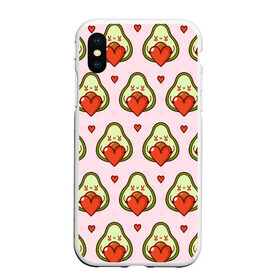 Чехол для iPhone XS Max матовый с принтом Love Avocado в Екатеринбурге, Силикон | Область печати: задняя сторона чехла, без боковых панелей | 14 февраля | love | авокадо | вкусняшка | день святого валентина | еда | любовь | паттерн | сердечко