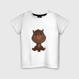 Детская футболка хлопок с принтом Медвежонок в Екатеринбурге, 100% хлопок | круглый вырез горловины, полуприлегающий силуэт, длина до линии бедер | косолапый | медведь | мишка | мишутка | парные