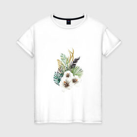 Женская футболка хлопок с принтом Алоха в Екатеринбурге, 100% хлопок | прямой крой, круглый вырез горловины, длина до линии бедер, слегка спущенное плечо | девушке | любовь | пляж | цветы