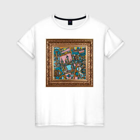 Женская футболка хлопок с принтом Рим в Екатеринбурге, 100% хлопок | прямой крой, круглый вырез горловины, длина до линии бедер, слегка спущенное плечо | багет | город | живопись | италия | картина