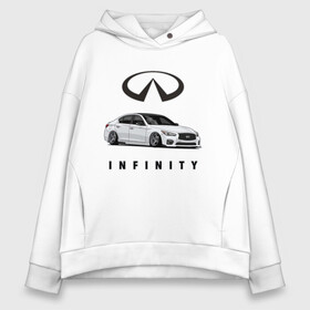 Женское худи Oversize хлопок с принтом Infinfity Car в Екатеринбурге, френч-терри — 70% хлопок, 30% полиэстер. Мягкий теплый начес внутри —100% хлопок | боковые карманы, эластичные манжеты и нижняя кромка, капюшон на магнитной кнопке | car | infinity | автомобиль | инфинити | тачка | финик