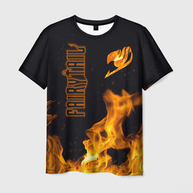 Мужская футболка 3D с принтом Сказка о хвосте феи в Екатеринбурге, 100% полиэфир | прямой крой, круглый вырез горловины, длина до линии бедер | fairy tail | fairytail | fire | огонь | пламя | сказка о хвосте феи | хвост феи | хвостфеи