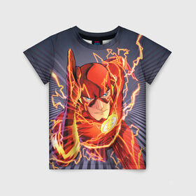 Детская футболка 3D с принтом The Flash в Екатеринбурге, 100% гипоаллергенный полиэфир | прямой крой, круглый вырез горловины, длина до линии бедер, чуть спущенное плечо, ткань немного тянется | barry allen | the flash | vdzabma | барри аллен | флэш