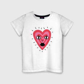 Детская футболка хлопок с принтом Сердце в Екатеринбурге, 100% хлопок | круглый вырез горловины, полуприлегающий силуэт, длина до линии бедер | heart. love | pink | red | красный | любовь | розовый | сердце | черный