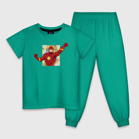 Детская пижама хлопок с принтом Флэш в Екатеринбурге, 100% хлопок |  брюки и футболка прямого кроя, без карманов, на брюках мягкая резинка на поясе и по низу штанин
 | barry allen | the flash | vdzabma | барри аллен | флэш