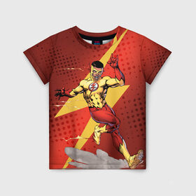 Детская футболка 3D с принтом Kid Flash в Екатеринбурге, 100% гипоаллергенный полиэфир | прямой крой, круглый вырез горловины, длина до линии бедер, чуть спущенное плечо, ткань немного тянется | kid flash | the flash | vdzabma | wally west | кид флэш | уолли уэст | флэш