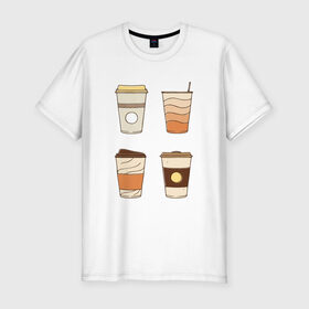 Мужская футболка хлопок Slim с принтом Кофеин its my life в Екатеринбурге, 92% хлопок, 8% лайкра | приталенный силуэт, круглый вырез ворота, длина до линии бедра, короткий рукав | Тематика изображения на принте: американо | капучино | кофе | латте | напиток | эспрессо