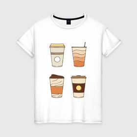 Женская футболка хлопок с принтом Кофеин its my life в Екатеринбурге, 100% хлопок | прямой крой, круглый вырез горловины, длина до линии бедер, слегка спущенное плечо | Тематика изображения на принте: американо | капучино | кофе | латте | напиток | эспрессо