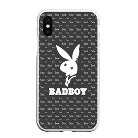 Чехол для iPhone XS Max матовый с принтом BADBOY (плохой мальчик) в Екатеринбурге, Силикон | Область печати: задняя сторона чехла, без боковых панелей | erotic | femdom | love | playboy | для влюбленных | любовь | плейбой | подарок любви | поцелуй | романтика | садо мазо | свидание | страсть | фемдом 