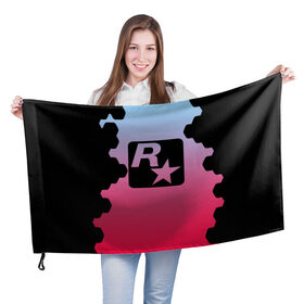 Флаг 3D с принтом ROCK STAR GAMES в Екатеринбурге, 100% полиэстер | плотность ткани — 95 г/м2, размер — 67 х 109 см. Принт наносится с одной стороны | game | gamer | rdr2 | red dead redemption 2 | rockstar studios | игры