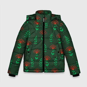 Зимняя куртка для мальчиков 3D с принтом Цветочки и зеленые листики в Екатеринбурге, ткань верха — 100% полиэстер; подклад — 100% полиэстер, утеплитель — 100% полиэстер | длина ниже бедра, удлиненная спинка, воротник стойка и отстегивающийся капюшон. Есть боковые карманы с листочкой на кнопках, утяжки по низу изделия и внутренний карман на молнии. 

Предусмотрены светоотражающий принт на спинке, радужный светоотражающий элемент на пуллере молнии и на резинке для утяжки | 8 марта | flowers | summer | ботаническая иллюстрация | весна | зеленый | красный | лето | листья | любовь | праздник | принт | природа | растения | цветы