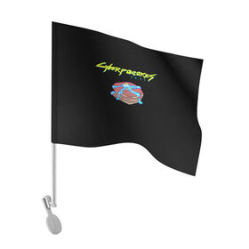 Флаг для автомобиля с принтом Киберблин 2077 в Екатеринбурге, 100% полиэстер | Размер: 30*21 см | cyberpunk | cyberpunk 2077 | humor | pancakes | блин | блинчик | киберпанк | киберпанк 2077 | юмор
