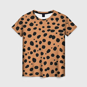 Женская футболка 3D с принтом Леопард в Екатеринбурге, 100% полиэфир ( синтетическое хлопкоподобное полотно) | прямой крой, круглый вырез горловины, длина до линии бедер | киса | кисуля | кот | котёнок | коты | кошечка | кошка | кошки | леопард | текстура | тигр | тигрица