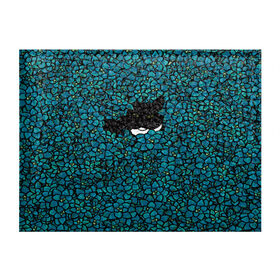 Обложка для студенческого билета с принтом Чёрная киса в Екатеринбурге, натуральная кожа | Размер: 11*8 см; Печать на всей внешней стороне | Тематика изображения на принте: домашние животные | звери | киса | кисуля | кот | коты | кошка | кошки | синяя | цветочки | цветы | черный кот