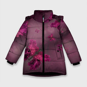 Зимняя куртка для девочек 3D с принтом Бабочки - цветы в Екатеринбурге, ткань верха — 100% полиэстер; подклад — 100% полиэстер, утеплитель — 100% полиэстер. | длина ниже бедра, удлиненная спинка, воротник стойка и отстегивающийся капюшон. Есть боковые карманы с листочкой на кнопках, утяжки по низу изделия и внутренний карман на молнии. 

Предусмотрены светоотражающий принт на спинке, радужный светоотражающий элемент на пуллере молнии и на резинке для утяжки. | geometry | kaleidoscope | pattern | pilygon | polyscape | space | textures | tie dye | абстракт | вселенная | геометрия | города | каледоскоп | космос | паттерн | полигон | полискейп | природа | тай дай | текстура | текстуры | хиппи | цвета