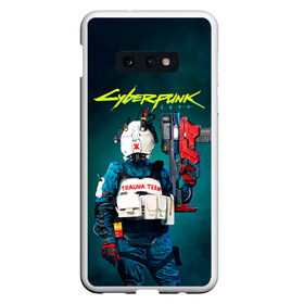 Чехол для Samsung S10E с принтом TRAUMA TEAM Cyberpunk 2077 в Екатеринбурге, Силикон | Область печати: задняя сторона чехла, без боковых панелей | cyberpunk 2077 | hacker | maelstrom | militech | quadra | samurai | sci fi | technology | trauma team | v | будущее | игра | иероглифы | киану ривз | кибер | киберпанк | киборг | киборги | корпорация | лого | милитек | панк | роботы | самурай | т