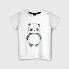 Детская футболка хлопок с принтом Панда в Екатеринбурге, 100% хлопок | круглый вырез горловины, полуприлегающий силуэт, длина до линии бедер | косолапый | медведь | медвежонок | черно белый