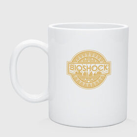 Кружка с принтом Bioshock Golden Logo в Екатеринбурге, керамика | объем — 330 мл, диаметр — 80 мм. Принт наносится на бока кружки, можно сделать два разных изображения | bioshock infinite | little sister | биошок | большой папочка | винтаж | ретро | сестра