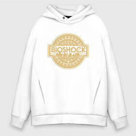 Мужское худи Oversize хлопок с принтом Bioshock Golden Logo в Екатеринбурге, френч-терри — 70% хлопок, 30% полиэстер. Мягкий теплый начес внутри —100% хлопок | боковые карманы, эластичные манжеты и нижняя кромка, капюшон на магнитной кнопке | Тематика изображения на принте: bioshock infinite | little sister | биошок | большой папочка | винтаж | ретро | сестра