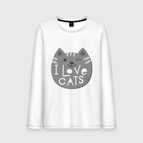 Мужской лонгслив хлопок с принтом I love cats в Екатеринбурге, 100% хлопок |  | animal | cat | i love cats | животное | зверь | кот | кошка | надписи | я люблю кошек