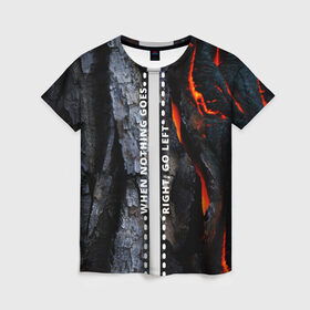 Женская футболка 3D с принтом RIGHT-LEFT 1 в Екатеринбурге, 100% полиэфир ( синтетическое хлопкоподобное полотно) | прямой крой, круглый вырез горловины, длина до линии бедер | двойной рисунок | контраст | надпись | полоса