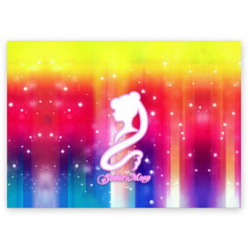 Поздравительная открытка с принтом Sailor Moon в Екатеринбурге, 100% бумага | плотность бумаги 280 г/м2, матовая, на обратной стороне линовка и место для марки
 | ami | girl | mizuno | moon | sailor | tsukino | usagi | ами | банни | волшебница | девушка | малышка | махо сёдзё | мидзуно | минако | мун | рэй | сейлор | усаги | хино | цукино | чибиуса