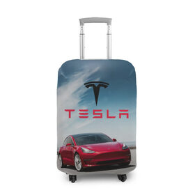 Чехол для чемодана 3D с принтом Tesla Model 3 в Екатеринбурге, 86% полиэфир, 14% спандекс | двустороннее нанесение принта, прорези для ручек и колес | 3 | america | auto | car | electric | elon | model | motors | musk | tesla | usa | vehicle | авто | америка | илон | маск | модель | сша | тесла | электромобиль