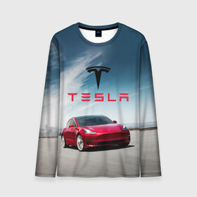 Мужской лонгслив 3D с принтом Tesla Model 3 в Екатеринбурге, 100% полиэстер | длинные рукава, круглый вырез горловины, полуприлегающий силуэт | 3 | america | auto | car | electric | elon | model | motors | musk | tesla | usa | vehicle | авто | америка | илон | маск | модель | сша | тесла | электромобиль