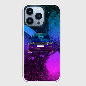 Чехол для iPhone 13 Pro с принтом LAND ROVER NEON в Екатеринбурге,  |  | land rover | land rover art | land rover neon | landrover | landrover neon | range rover neon | неоновый land rover | неоновый range rover