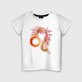 Детская футболка хлопок с принтом Лев в Екатеринбурге, 100% хлопок | круглый вырез горловины, полуприлегающий силуэт, длина до линии бедер | астрология | знаки зодиака | зодиак | золото | созвездие | цикл