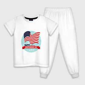 Детская пижама хлопок с принтом День независимости США в Екатеринбурге, 100% хлопок |  брюки и футболка прямого кроя, без карманов, на брюках мягкая резинка на поясе и по низу штанин
 | Тематика изображения на принте: 4 июля | америка | американцы | день независимости сша | сша