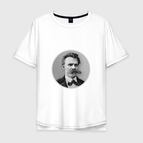 Мужская футболка хлопок Oversize с принтом Friedrich Wilhelm Nietzsche в Екатеринбурге, 100% хлопок | свободный крой, круглый ворот, “спинка” длиннее передней части | Тематика изображения на принте: friedrich nietzsche | friedrich wilhelm nietzsche | книги | литература | писатель | философия