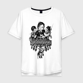 Мужская футболка хлопок Oversize с принтом Bioshock The Little SIsters в Екатеринбурге, 100% хлопок | свободный крой, круглый ворот, “спинка” длиннее передней части | big daddy | bioshock infinite | little sister | биошок | большой папочка | винтаж | ретро | сестра
