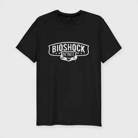 Мужская футболка хлопок Slim с принтом Bioshock Infinite Logo в Екатеринбурге, 92% хлопок, 8% лайкра | приталенный силуэт, круглый вырез ворота, длина до линии бедра, короткий рукав | Тематика изображения на принте: big daddy | bioshock infinite | little sister | биошок | большой папочка | винтаж | ретро | сестра