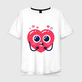 Мужская футболка хлопок Oversize с принтом Сердце в Екатеринбурге, 100% хлопок | свободный крой, круглый ворот, “спинка” длиннее передней части | heart | holidays | valentines day | день святого валентина | праздники | сердце