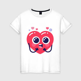 Женская футболка хлопок с принтом Сердце в Екатеринбурге, 100% хлопок | прямой крой, круглый вырез горловины, длина до линии бедер, слегка спущенное плечо | heart | holidays | valentines day | день святого валентина | праздники | сердце