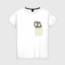 Женская футболка хлопок с принтом Котенок в Екатеринбурге, 100% хлопок | прямой крой, круглый вырез горловины, длина до линии бедер, слегка спущенное плечо | кот | котенок | котик | любимец | мяу | питомец | пушистик
