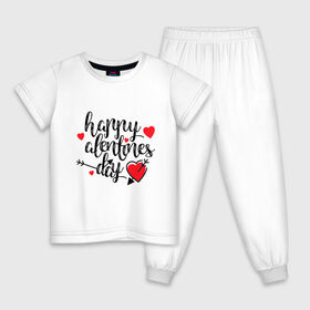 Детская пижама хлопок с принтом Happy Valentines Day в Екатеринбурге, 100% хлопок |  брюки и футболка прямого кроя, без карманов, на брюках мягкая резинка на поясе и по низу штанин
 | happy valentines day | heart | holidays | valentines day | день святого валентина | надписи | праздники | сердце
