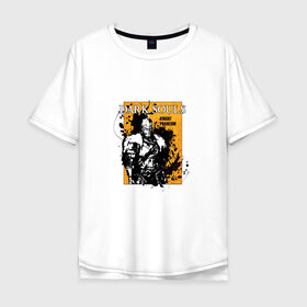 Мужская футболка хлопок Oversize с принтом Dark Souls в Екатеринбурге, 100% хлопок | свободный крой, круглый ворот, “спинка” длиннее передней части | dark souls | брызги | войн | дакр соулс | игра | рыцарь | тёмные души