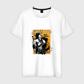 Мужская футболка хлопок с принтом Dark Souls в Екатеринбурге, 100% хлопок | прямой крой, круглый вырез горловины, длина до линии бедер, слегка спущенное плечо. | dark souls | брызги | войн | дакр соулс | игра | рыцарь | тёмные души